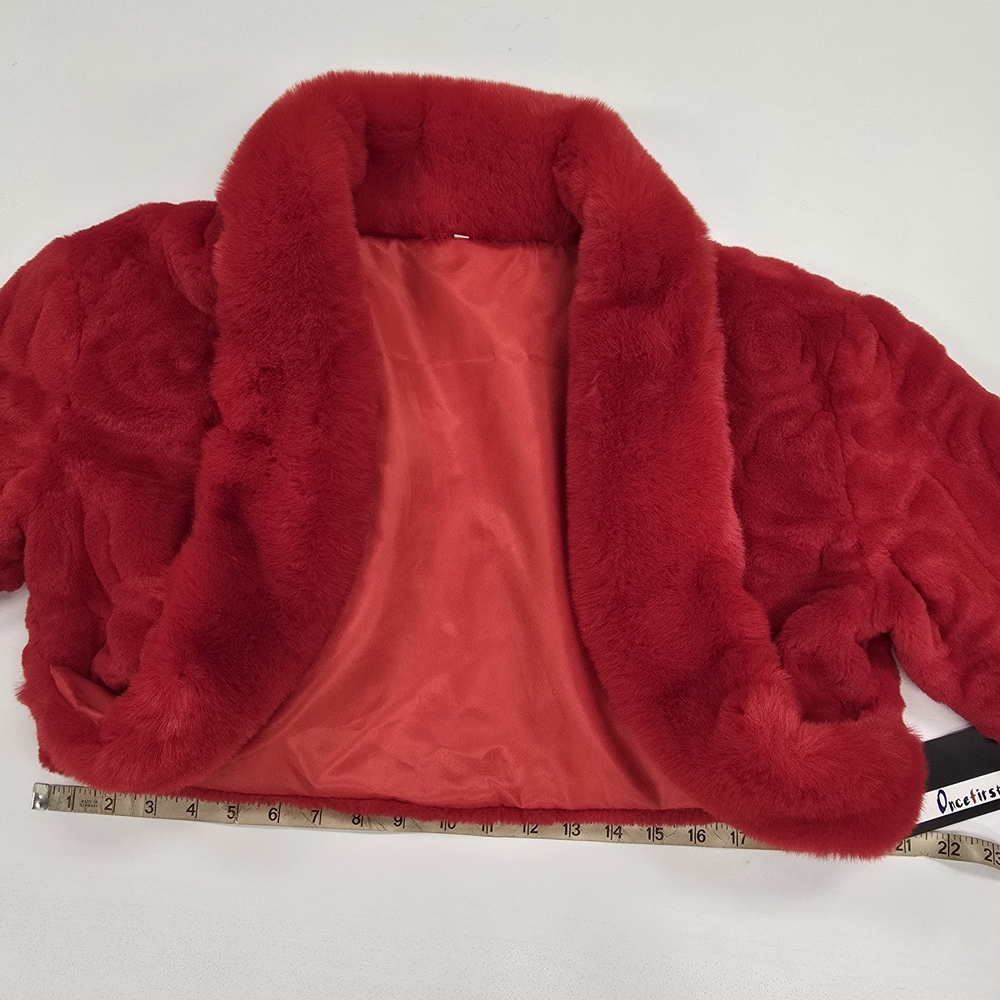 OnceFirst Chic Red Rosette Teddy Jacket - Picture 5 of 6